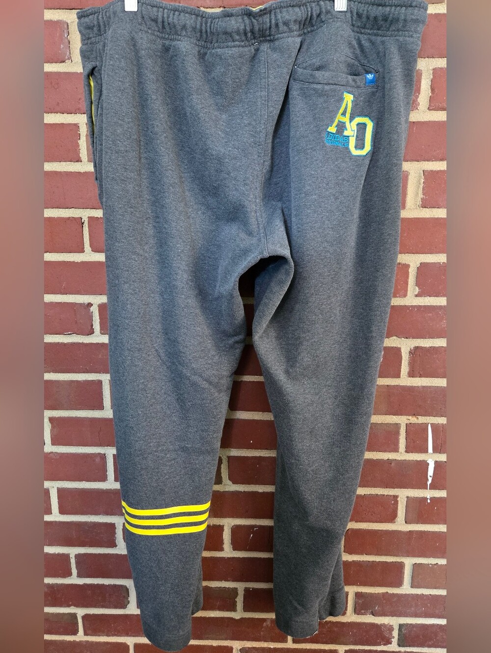 Rare Adidas Originals AO French Terry Sweatpants Men’s 2XL Gray Yellow  Y2K